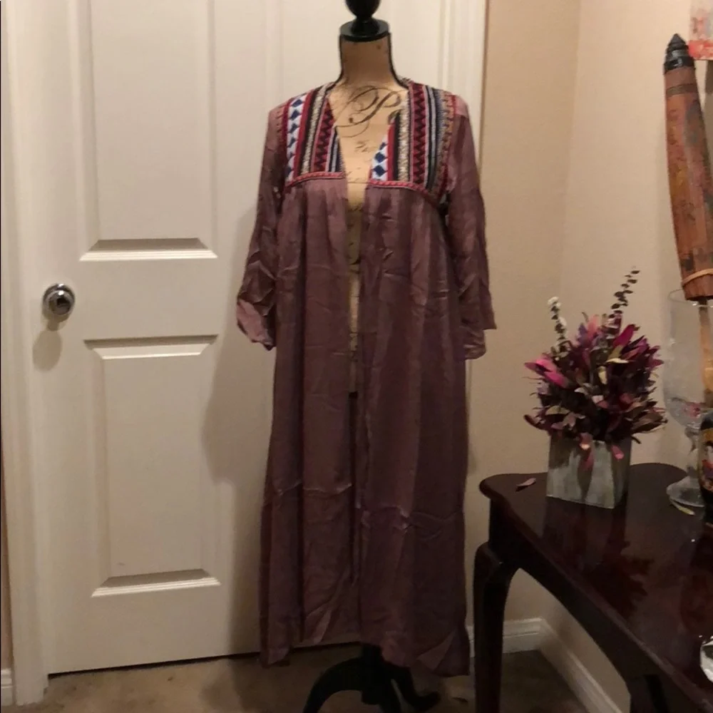 TASSELS N LACE Mauve boho Kimono - Picture 2 of 6